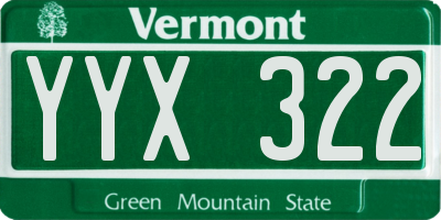 VT license plate YYX322