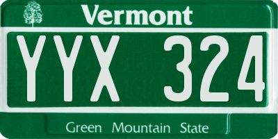 VT license plate YYX324