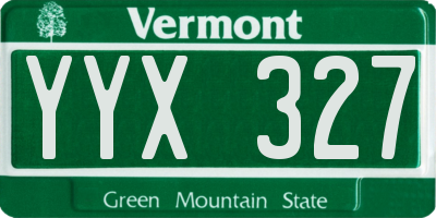 VT license plate YYX327