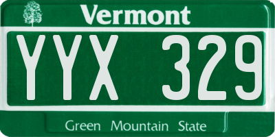 VT license plate YYX329