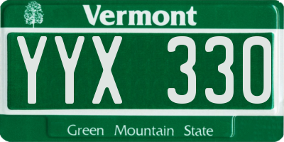 VT license plate YYX330