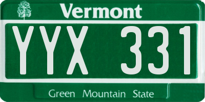 VT license plate YYX331
