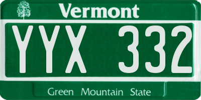 VT license plate YYX332