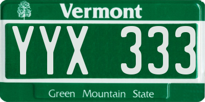 VT license plate YYX333