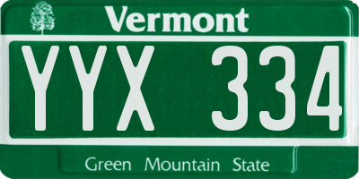 VT license plate YYX334