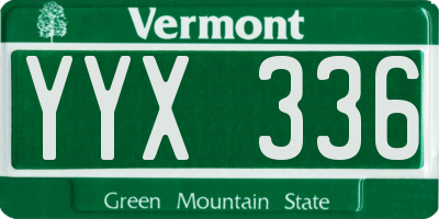VT license plate YYX336