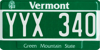 VT license plate YYX340