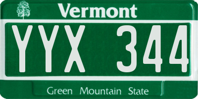 VT license plate YYX344