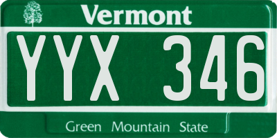 VT license plate YYX346