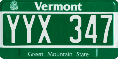 VT license plate YYX347