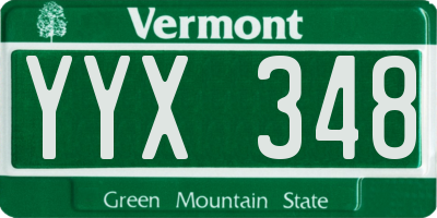 VT license plate YYX348