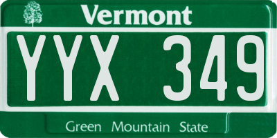 VT license plate YYX349
