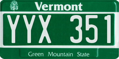 VT license plate YYX351
