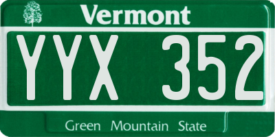 VT license plate YYX352