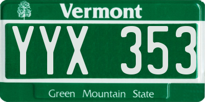 VT license plate YYX353