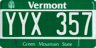 VT license plate YYX357
