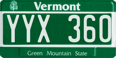 VT license plate YYX360