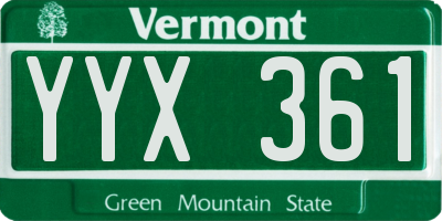 VT license plate YYX361