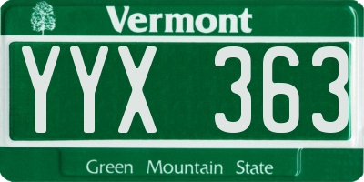 VT license plate YYX363
