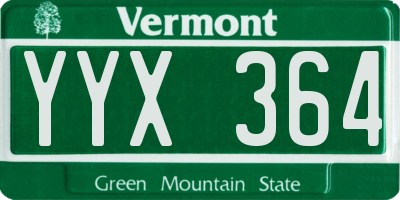 VT license plate YYX364