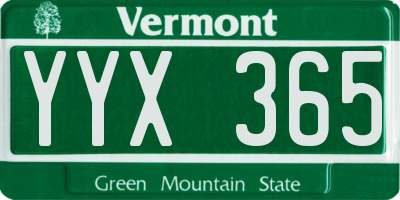 VT license plate YYX365
