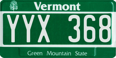 VT license plate YYX368