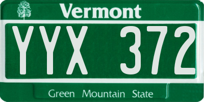 VT license plate YYX372