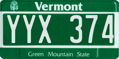 VT license plate YYX374
