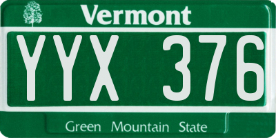 VT license plate YYX376