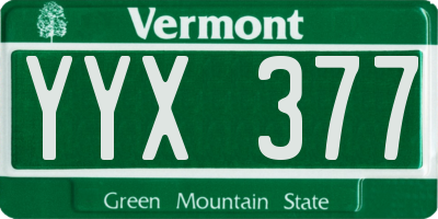 VT license plate YYX377