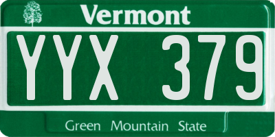 VT license plate YYX379