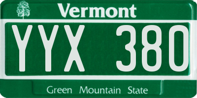 VT license plate YYX380