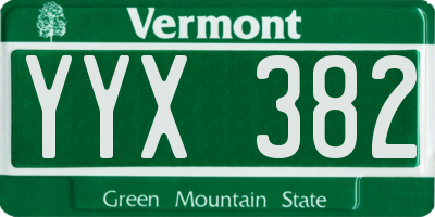 VT license plate YYX382