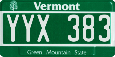VT license plate YYX383