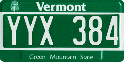 VT license plate YYX384