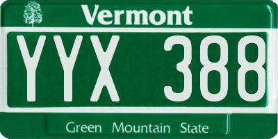 VT license plate YYX388