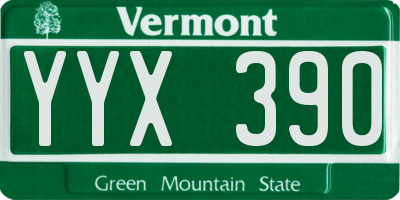 VT license plate YYX390