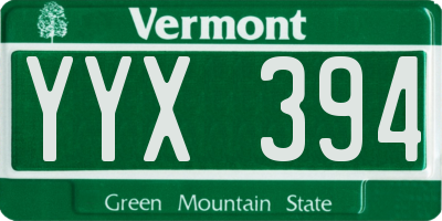 VT license plate YYX394