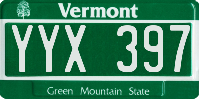 VT license plate YYX397