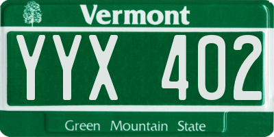 VT license plate YYX402