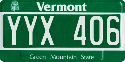 VT license plate YYX406