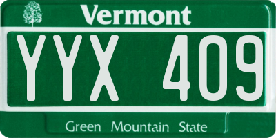 VT license plate YYX409