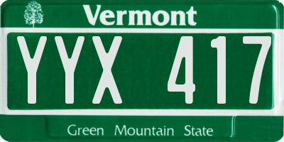 VT license plate YYX417