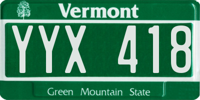 VT license plate YYX418