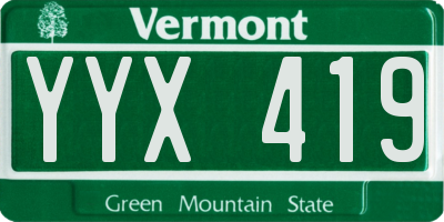 VT license plate YYX419