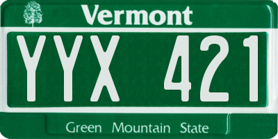 VT license plate YYX421
