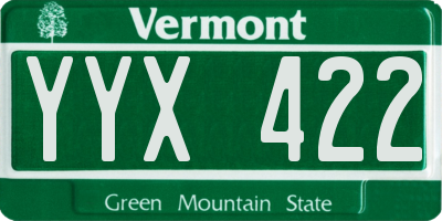 VT license plate YYX422