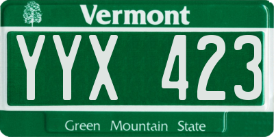 VT license plate YYX423