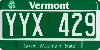 VT license plate YYX429