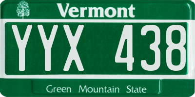 VT license plate YYX438
